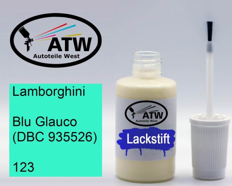 Lamborghini, Blu Glauco (DBC 935526), 123: 20ml Lackstift, von ATW Autoteile West.